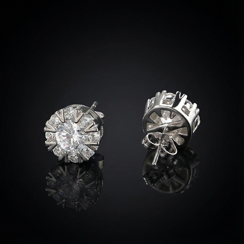 Snowflake Round Cut Stud Earring Bold Statement Style With Street Luxury - Image 3