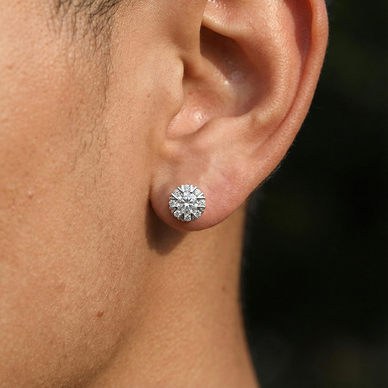 Snowflake Round Cut Stud Earring Bold Statement Style With Street Luxury - Image 4