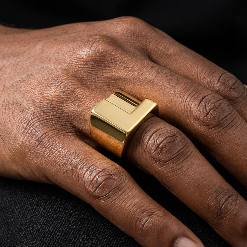 Men's Bold 26 Initial Letters Ring Bold Statement Style With Street Luxury - Image 4