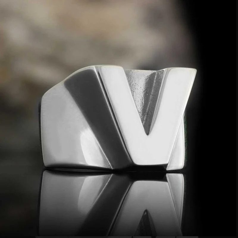 Men's Bold 26 Initial Letters Ring Bold Statement Style With Street Luxury - Image 12