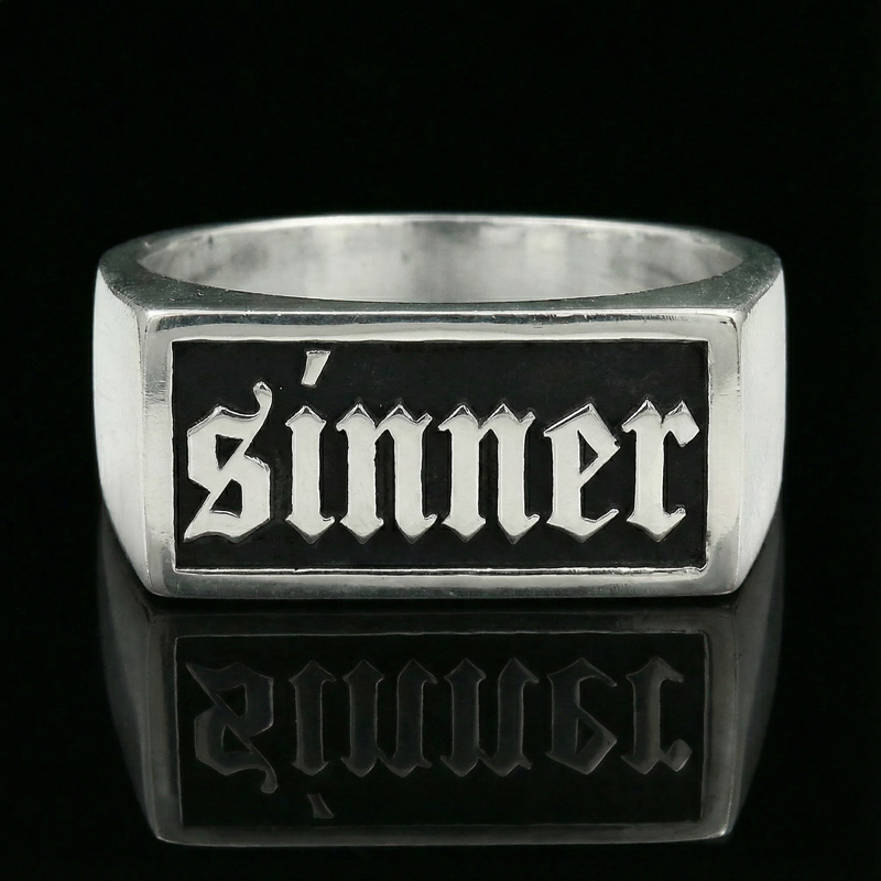 Men's Custom Old English Name/letters Square Signet Ring Gold