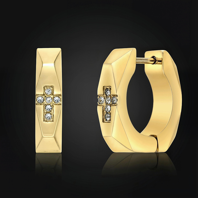 Accent Cross Huggie Hoop Earrings Bold Statement Style With Street Luxury