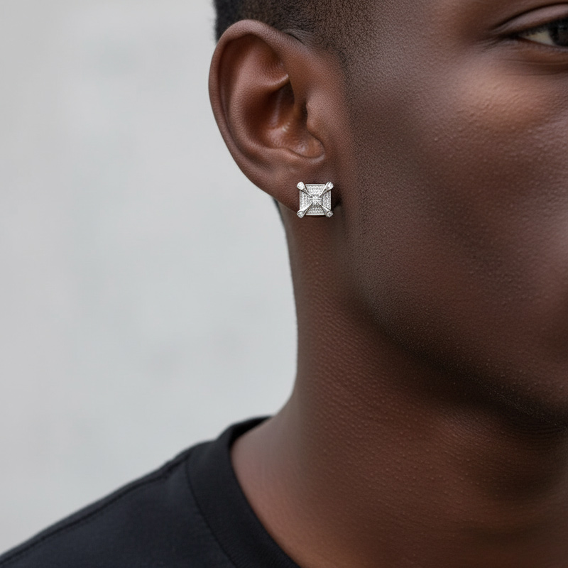Dragon Claw Square Earring Moissanite With Street Luxury Shine - Image 5