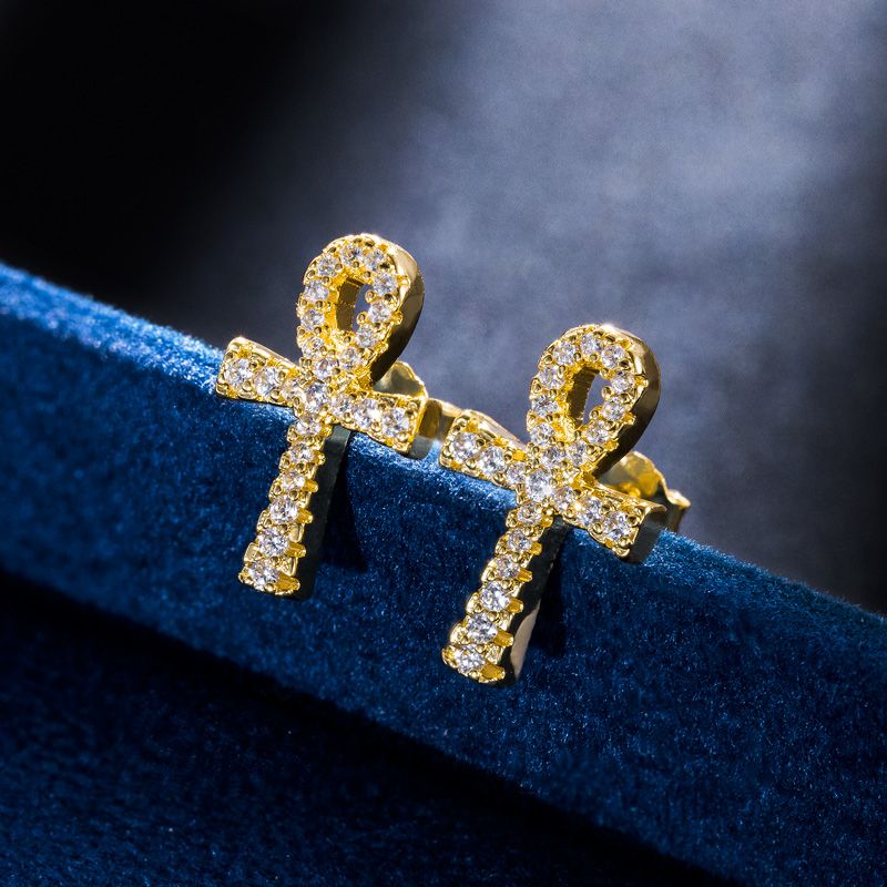 Micro Pave Ankh Earring Bold Statement Style With Street Luxury - Image 4