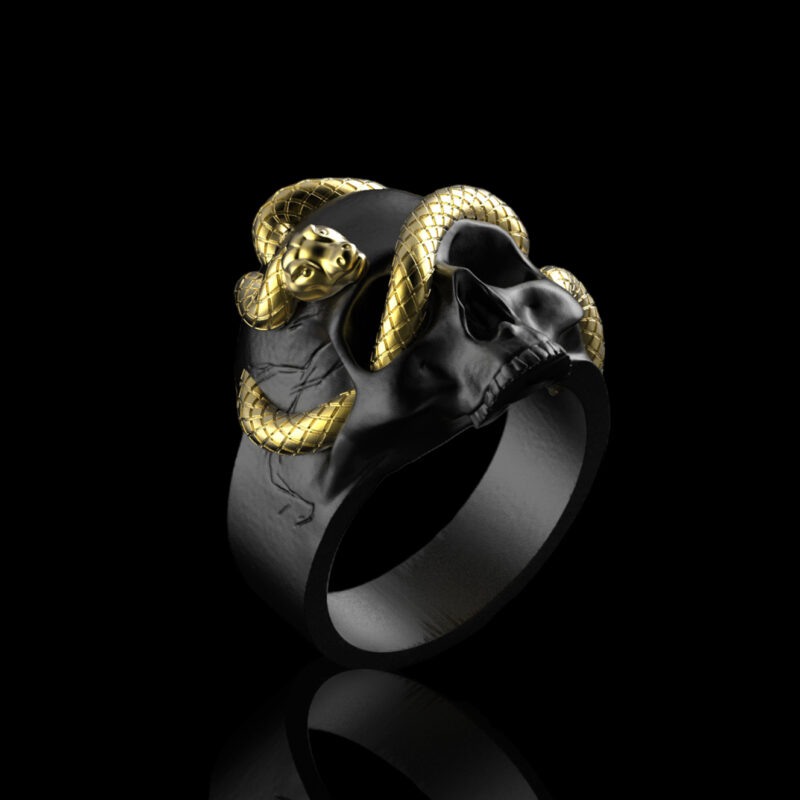 Two-tone Snake Skull Ring Bold Statement Style With Street Luxury - Image 4