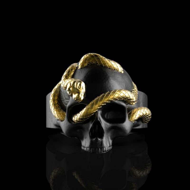 Two-tone Snake Skull Ring Bold Statement Style With Street Luxury