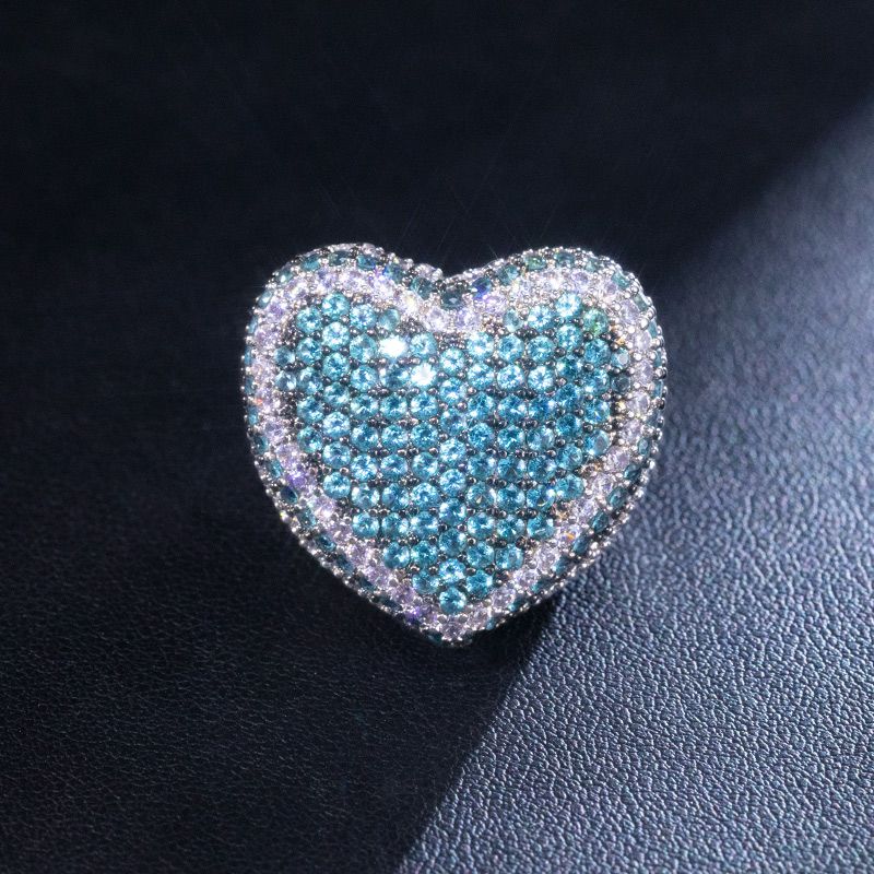 Micro Pave Heart-shaped Ring Bold Statement Style With Street Luxury - Image 6