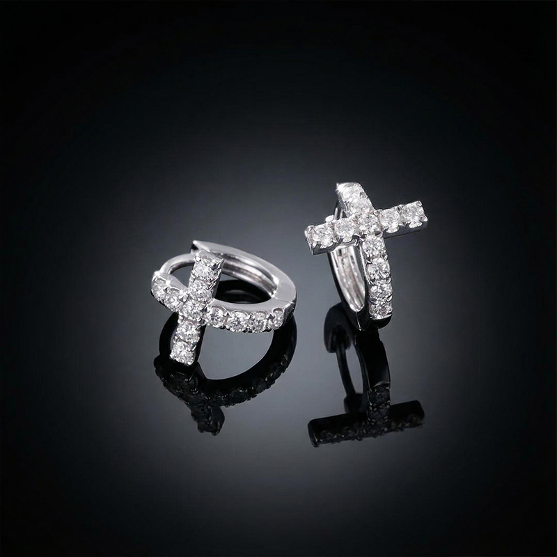 Iced Out Cross Hoop Earrings Gold With Street Luxury Shine - Image 4