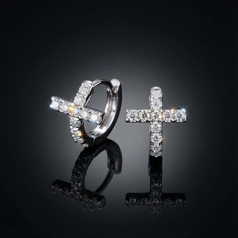 Iced Out Cross Hoop Earrings Gold With Street Luxury Shine