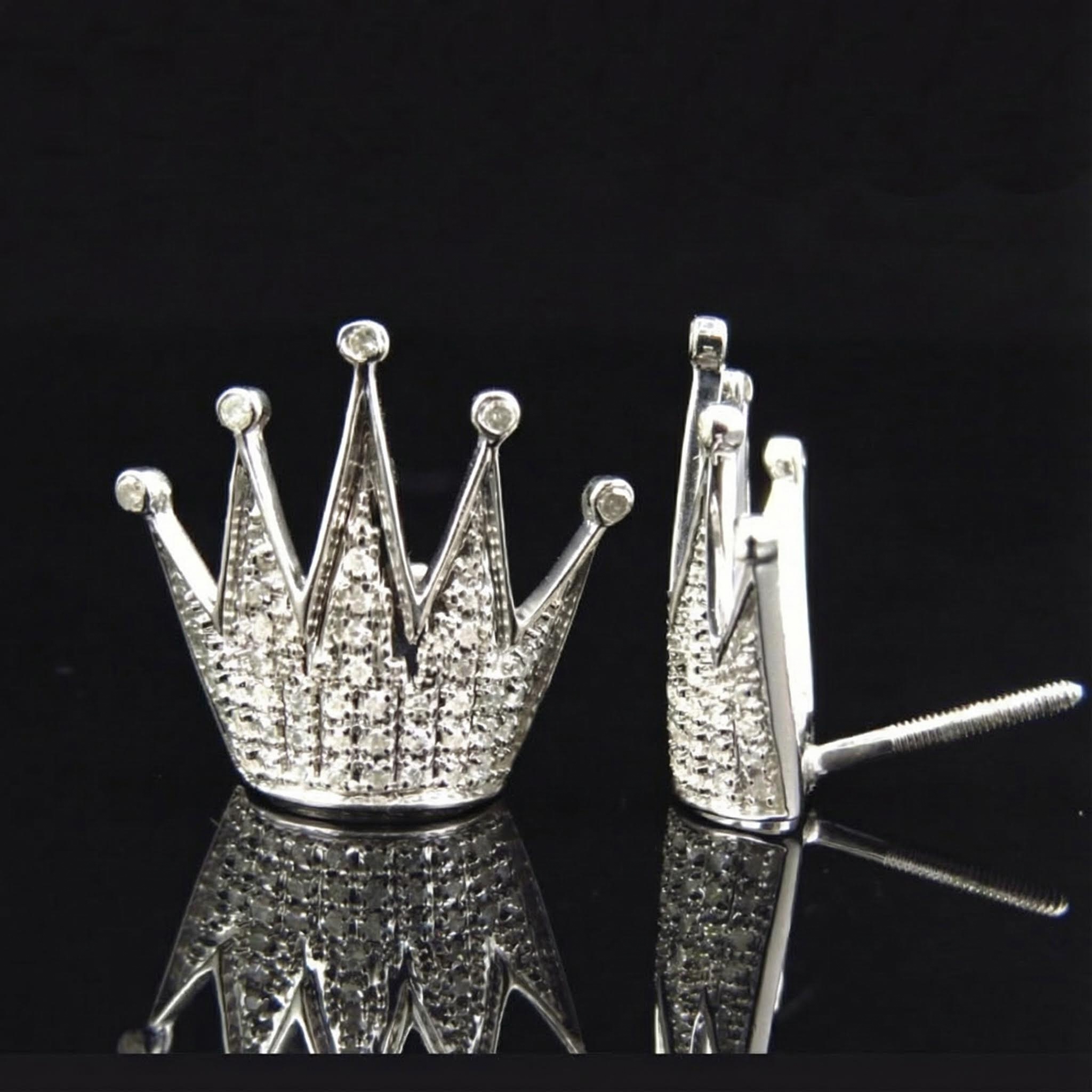 Micro Paved Crown Stud Earrings Moissanite With Street Luxury Shine - Image 3