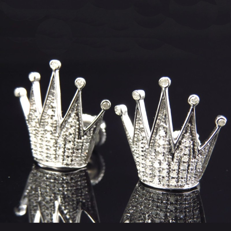 Micro Paved Crown Stud Earrings Moissanite With Street Luxury Shine - Image 4