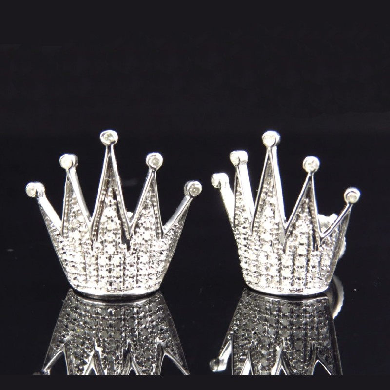 Micro Paved Crown Stud Earrings Moissanite With Street Luxury Shine