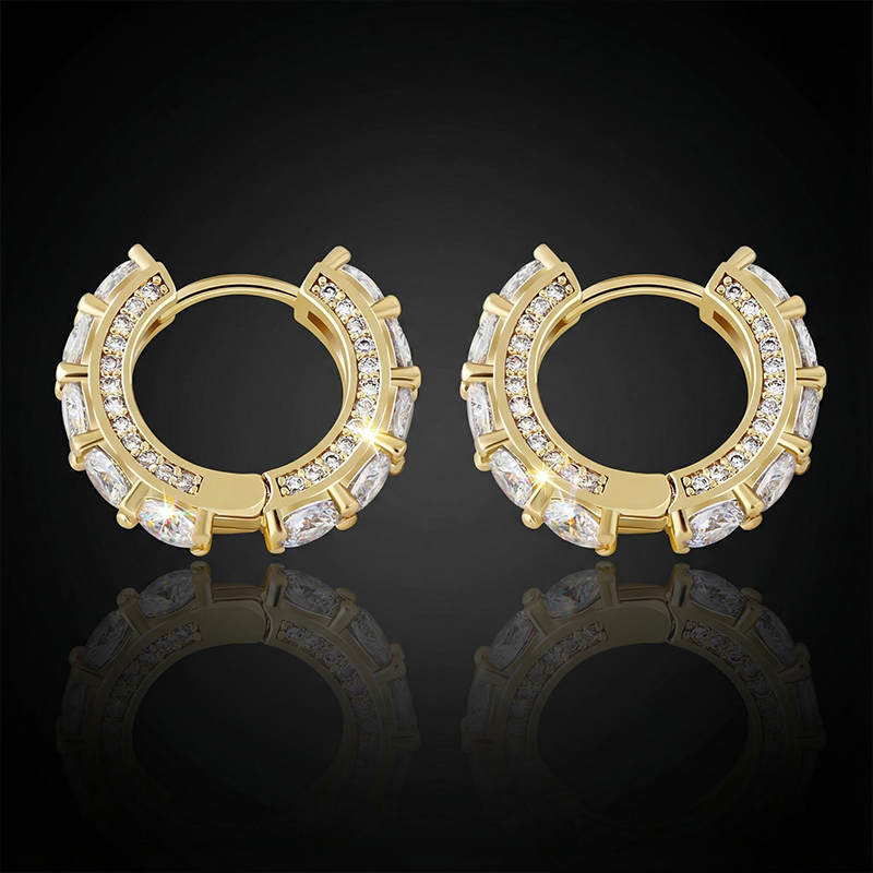 Iced Out Huggie Earrings In Gold Gold Shine With Street Luxury - Image 4