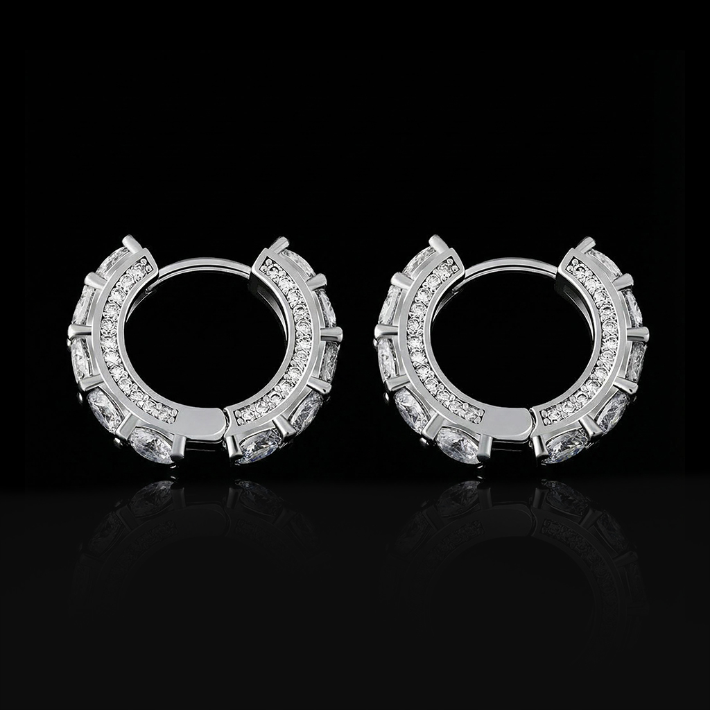 Iced Out Huggie Earrings In Gold Gold Shine With Street Luxury - Image 7