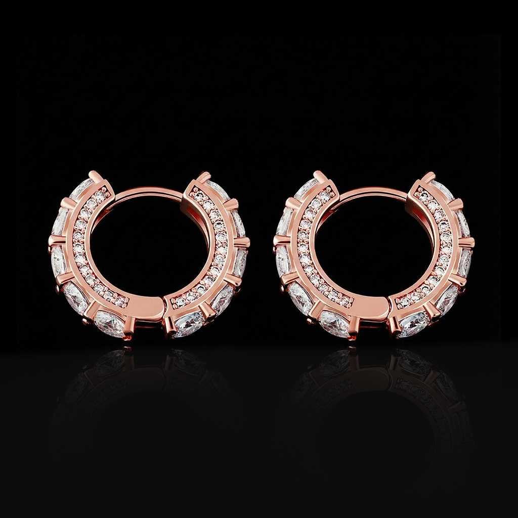 Iced Out Huggie Earrings In Gold Gold Shine With Street Luxury - Image 8