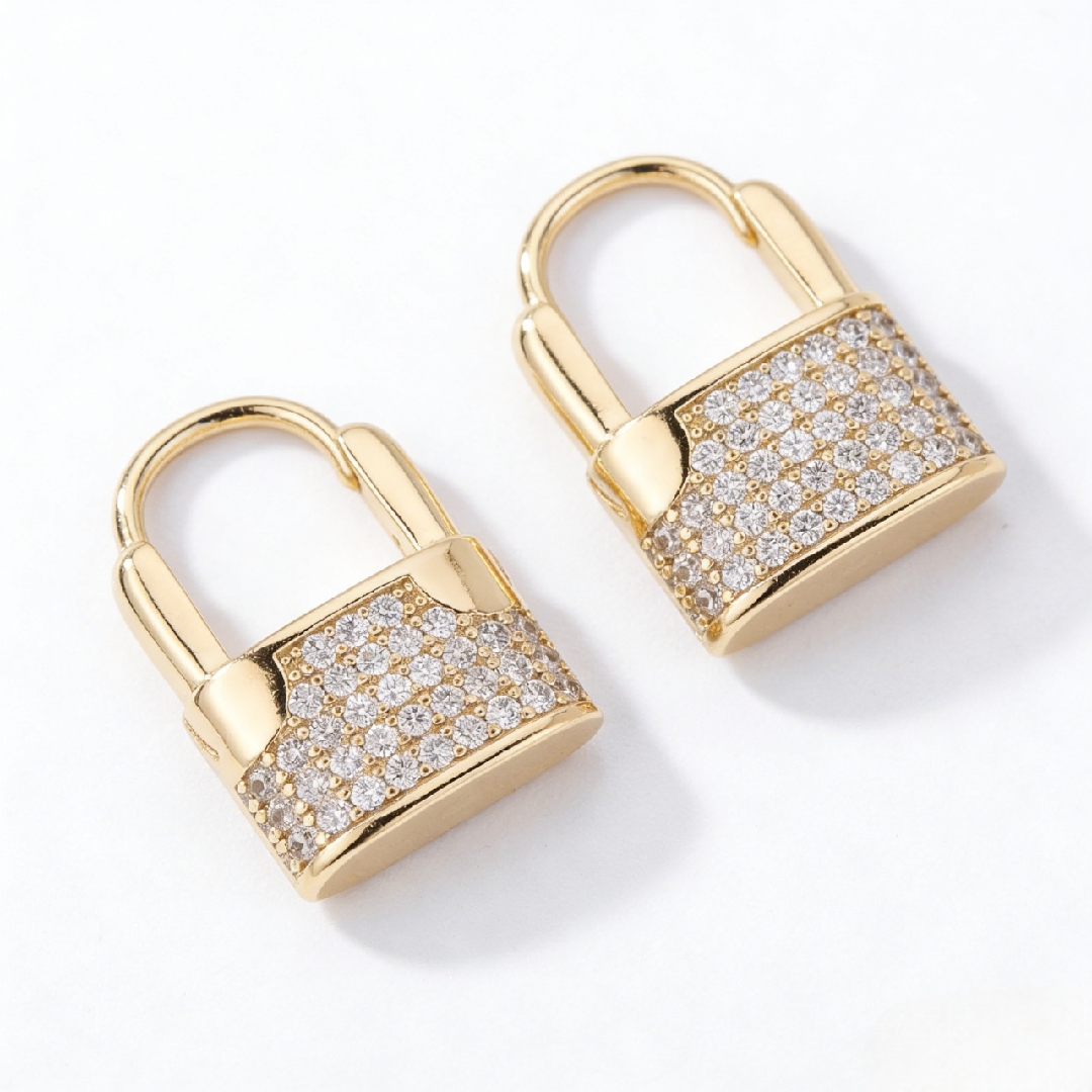 Iced Out Lock Huggies Earrings Gold With Street Luxury Shine - Image 5