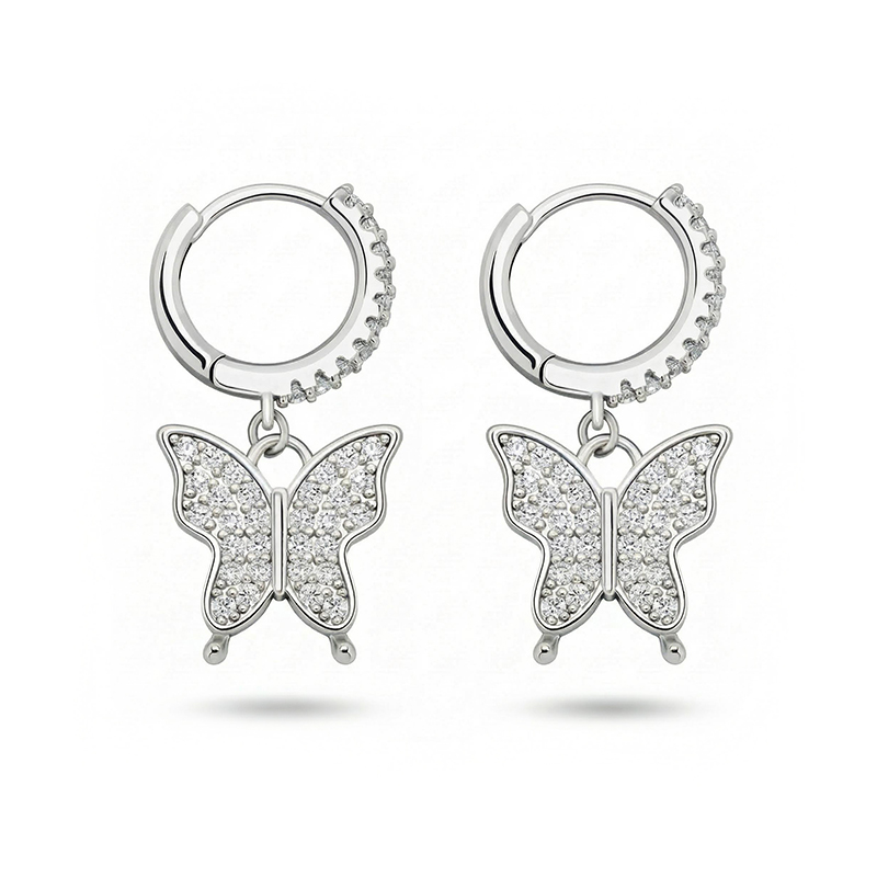 Iced Out Butterfly Dangle Earrings Gold With Street Luxury Shine - Image 3