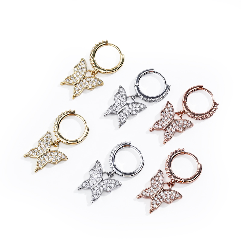 Iced Out Butterfly Dangle Earrings Gold With Street Luxury Shine - Image 5