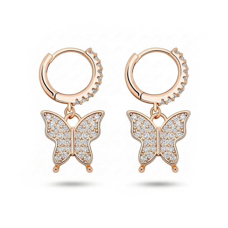 Iced Out Butterfly Dangle Earrings Gold With Street Luxury Shine - Image 6