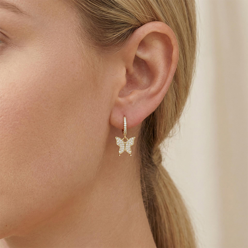Iced Out Butterfly Dangle Earrings Gold With Street Luxury Shine - Image 7