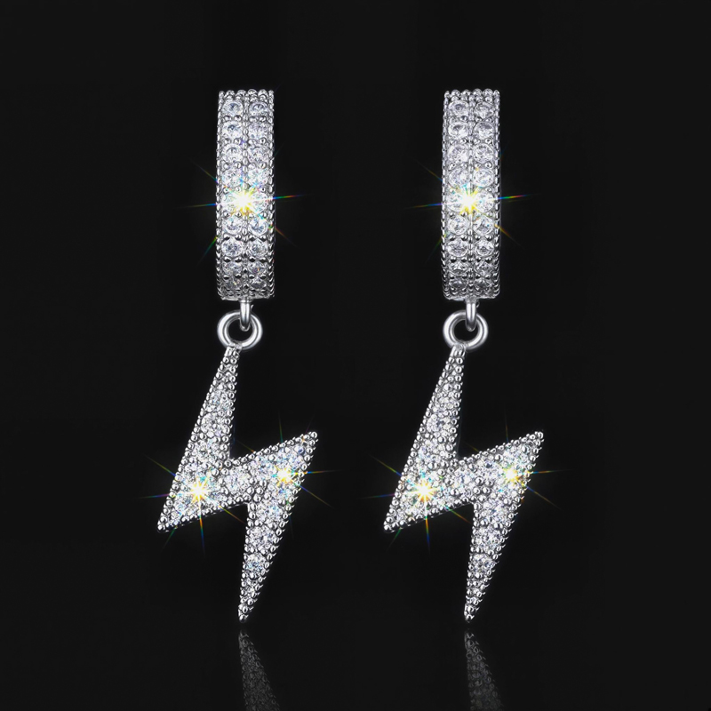 Iced Out Lightning Dangling Earrings Gold With Street Luxury Shine - Image 6