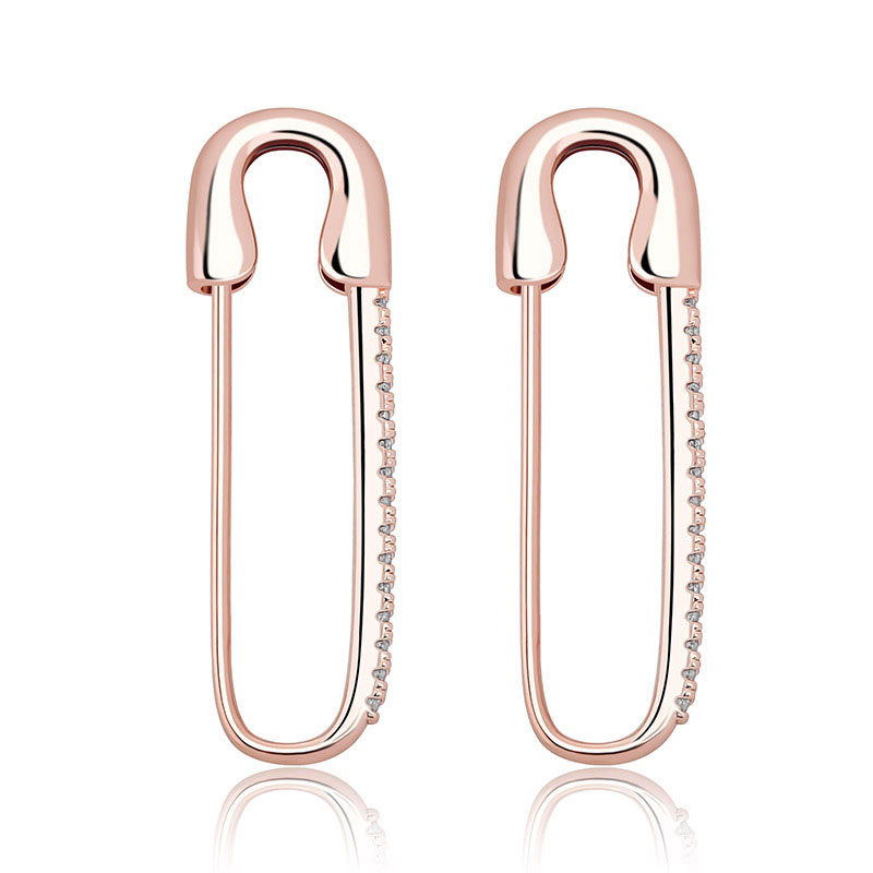 Iced Out Safety Pin Earrings Gold With Street Luxury Shine - Image 3