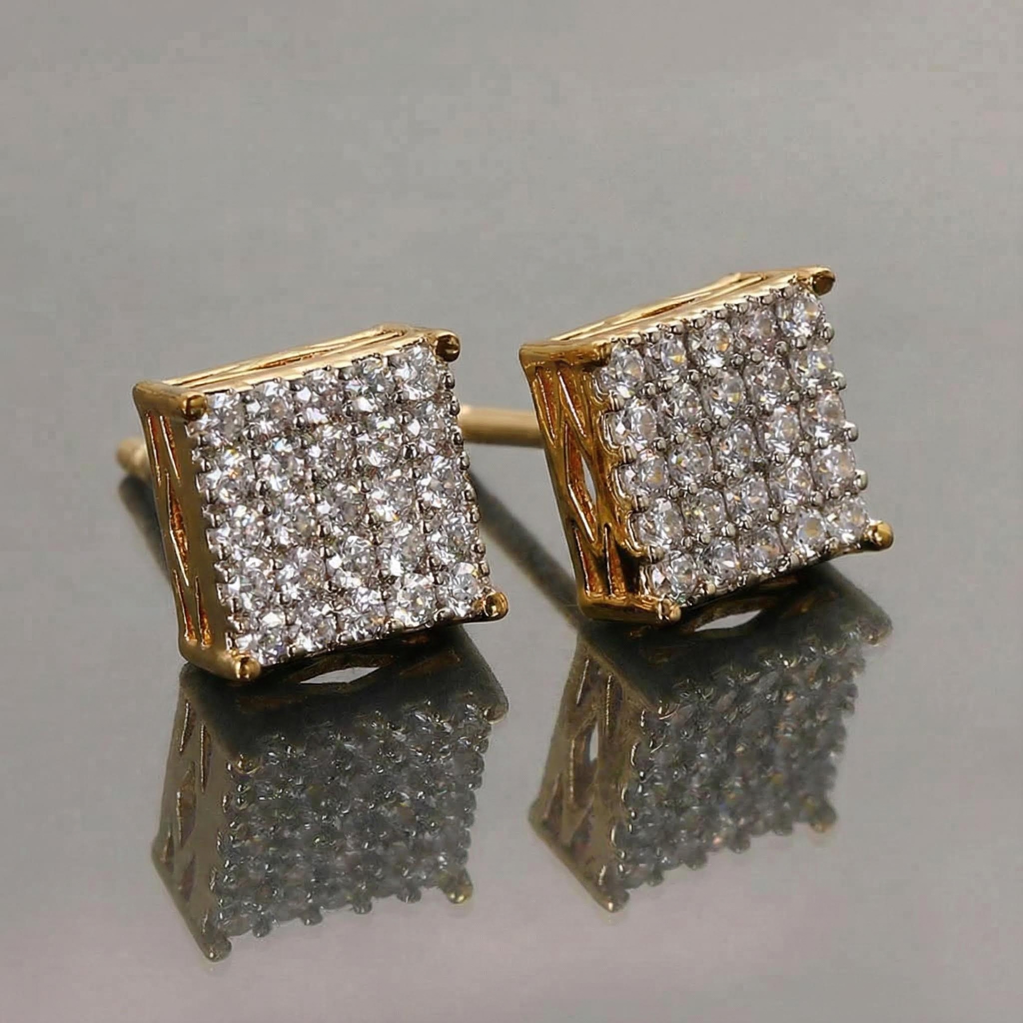 Square Stud Earrings-5*5mm Moissanite With Street Luxury Shine - Image 3