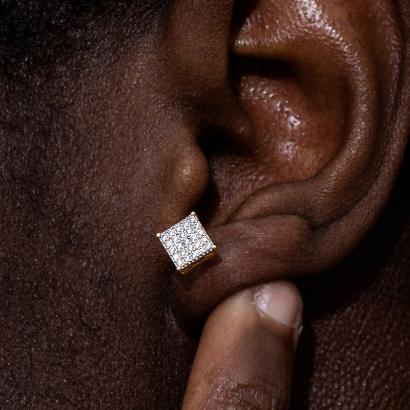 Square Stud Earrings-5*5mm Moissanite With Street Luxury Shine