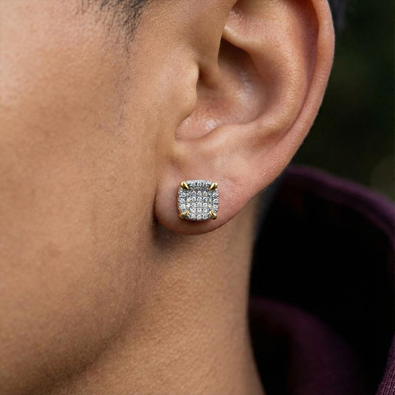 9*9mm-rounded Square Stud Earrings Bold Statement Style With Street Luxury - Image 3