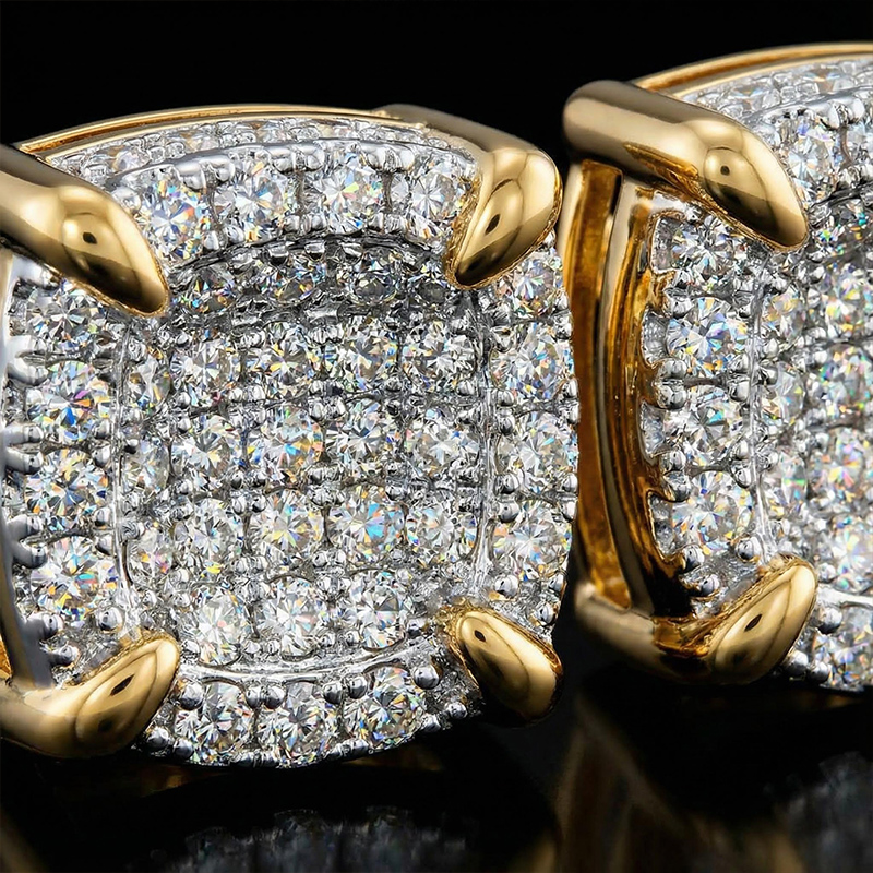 9*9mm-rounded Square Stud Earrings Bold Statement Style With Street Luxury - Image 4