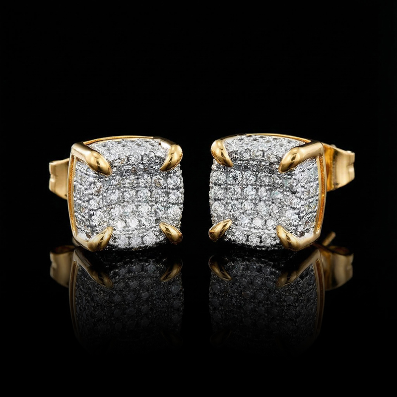 9*9mm-rounded Square Stud Earrings Bold Statement Style With Street Luxury - Image 5