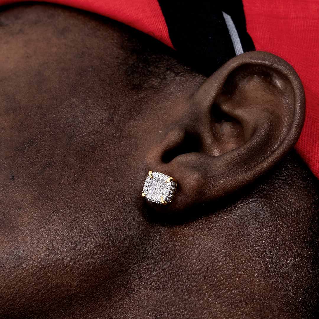 9*9mm-rounded Square Stud Earrings Bold Statement Style With Street Luxury - Image 6