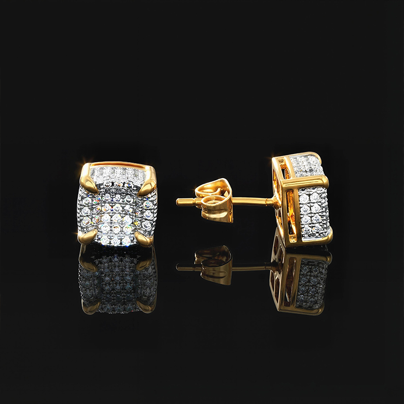 9*9mm-rounded Square Stud Earrings Bold Statement Style With Street Luxury - Image 7