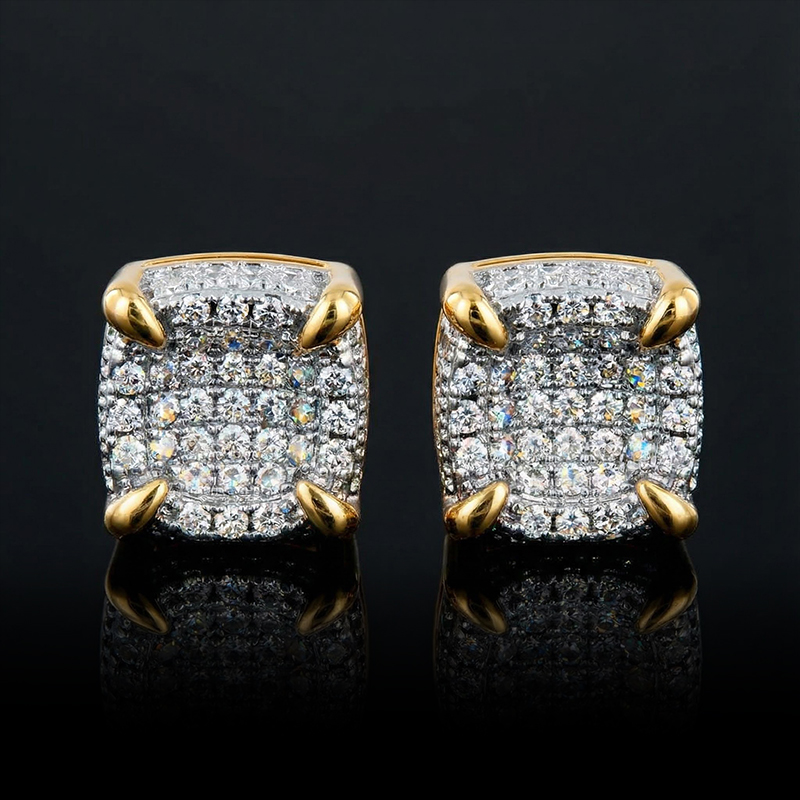 9*9mm-rounded Square Stud Earrings Bold Statement Style With Street Luxury