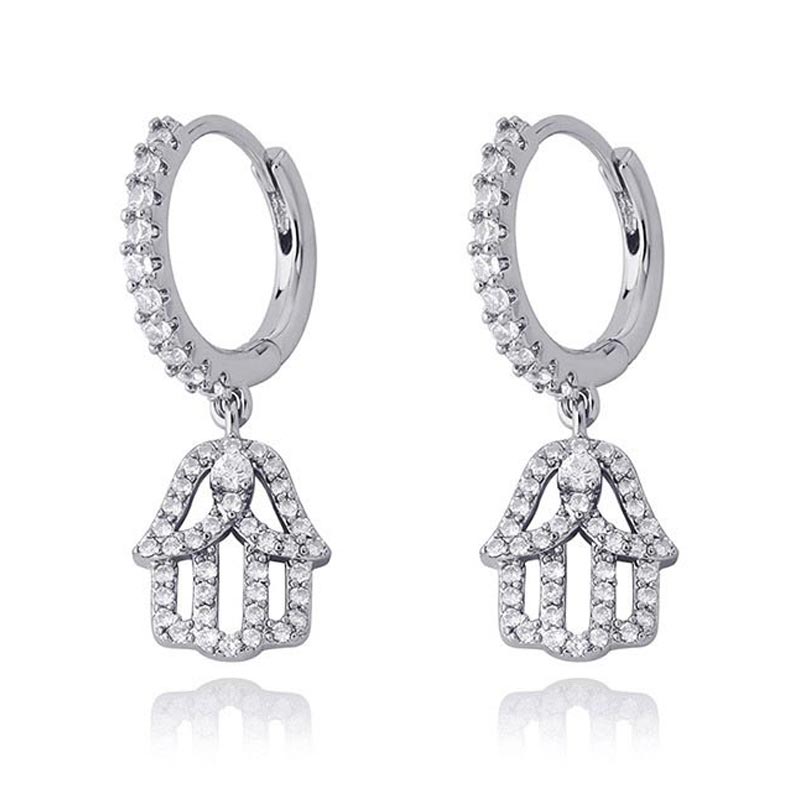 Iced Out Fatima Hand Dangle Earrings Gold With Street Luxury Shine - Image 3