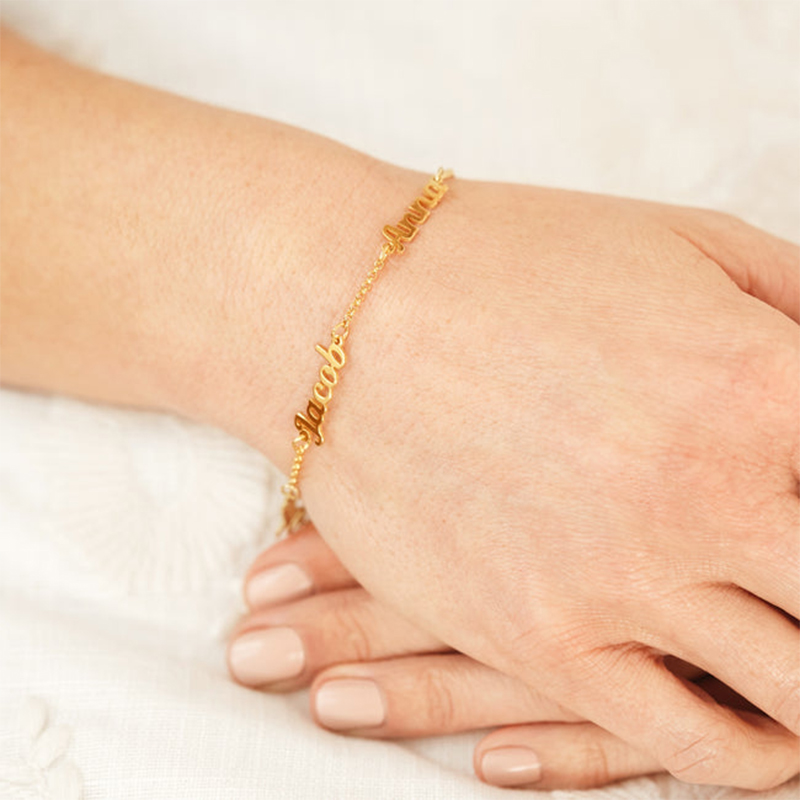 Gold Script Three Name Bracelet Silver With Bold Statement Appeal - Image 3