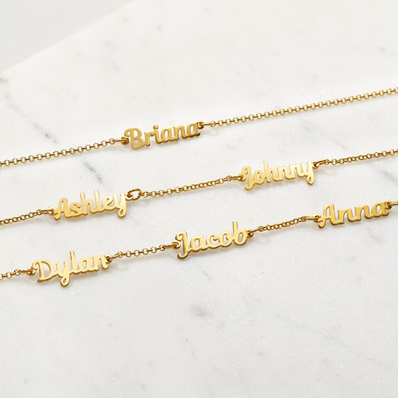 Gold Script Three Name Bracelet Silver With Bold Statement Appeal - Image 4
