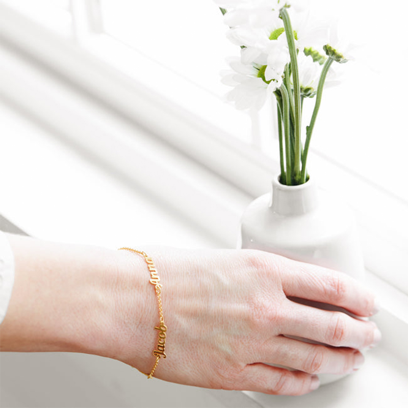 Gold Script Three Name Bracelet Silver With Bold Statement Appeal - Image 5