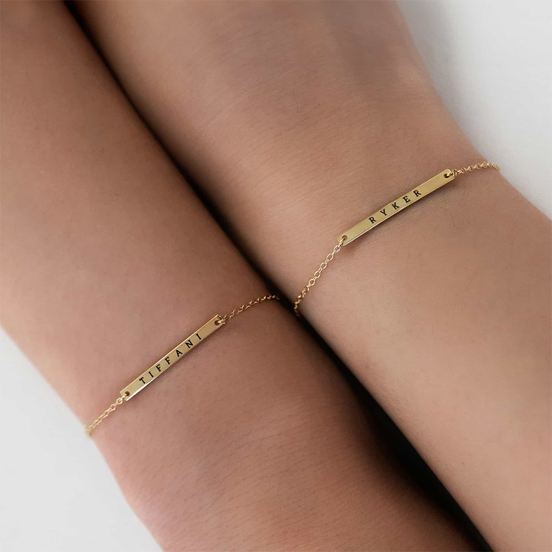 Engraved Thin Bar Bracelet Bold Statement Style With Street Luxury - Image 3