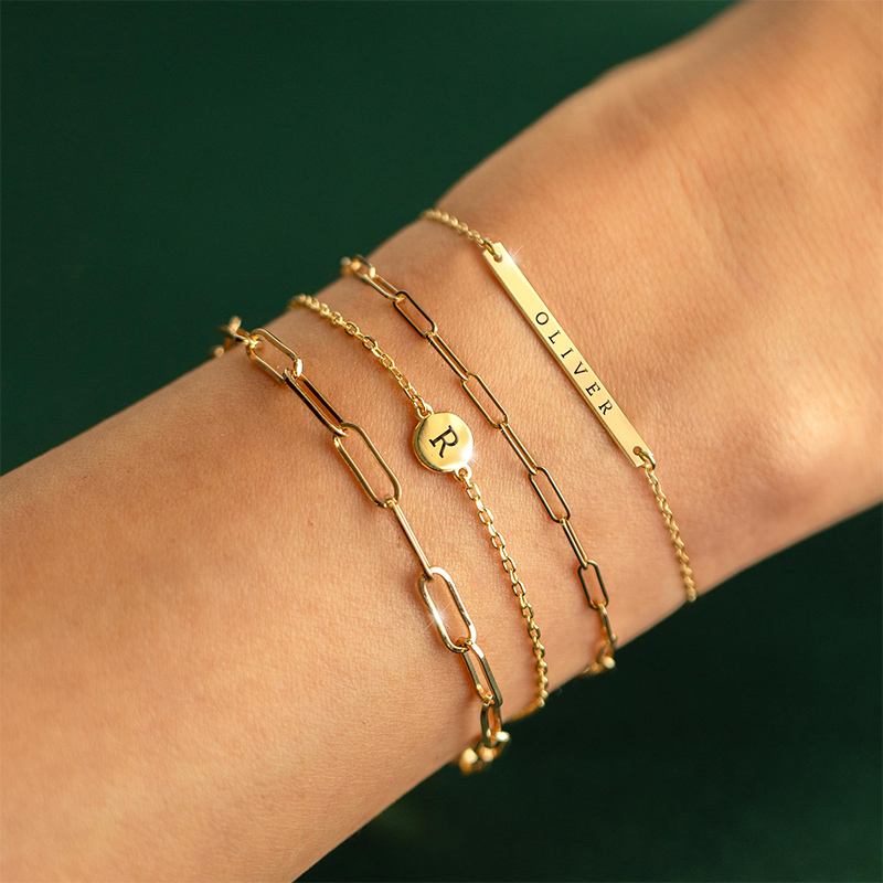 Engraved Initial Tiny Disc Bracelet Bold Statement Style With Street Luxury - Image 3