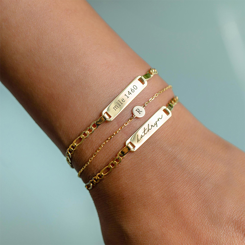 Engraved Initial Tiny Disc Bracelet Bold Statement Style With Street Luxury - Image 5