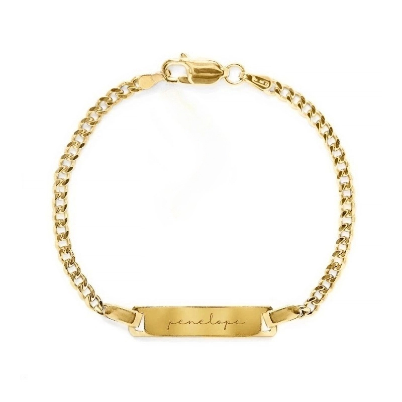 Engraved Bar Bracelet With Cuban Chain Silver With Street Luxury Shine