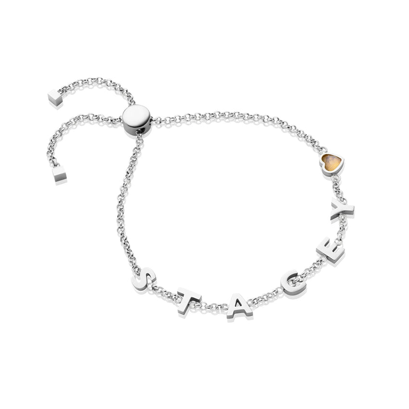 Customized Name & Heart Birthstone Bolo Bracelet With Street Luxury Shine - Image 5