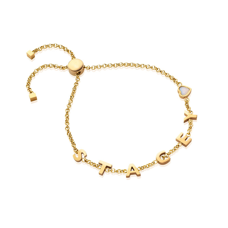 Customized Name & Heart Birthstone Bolo Bracelet With Street Luxury Shine