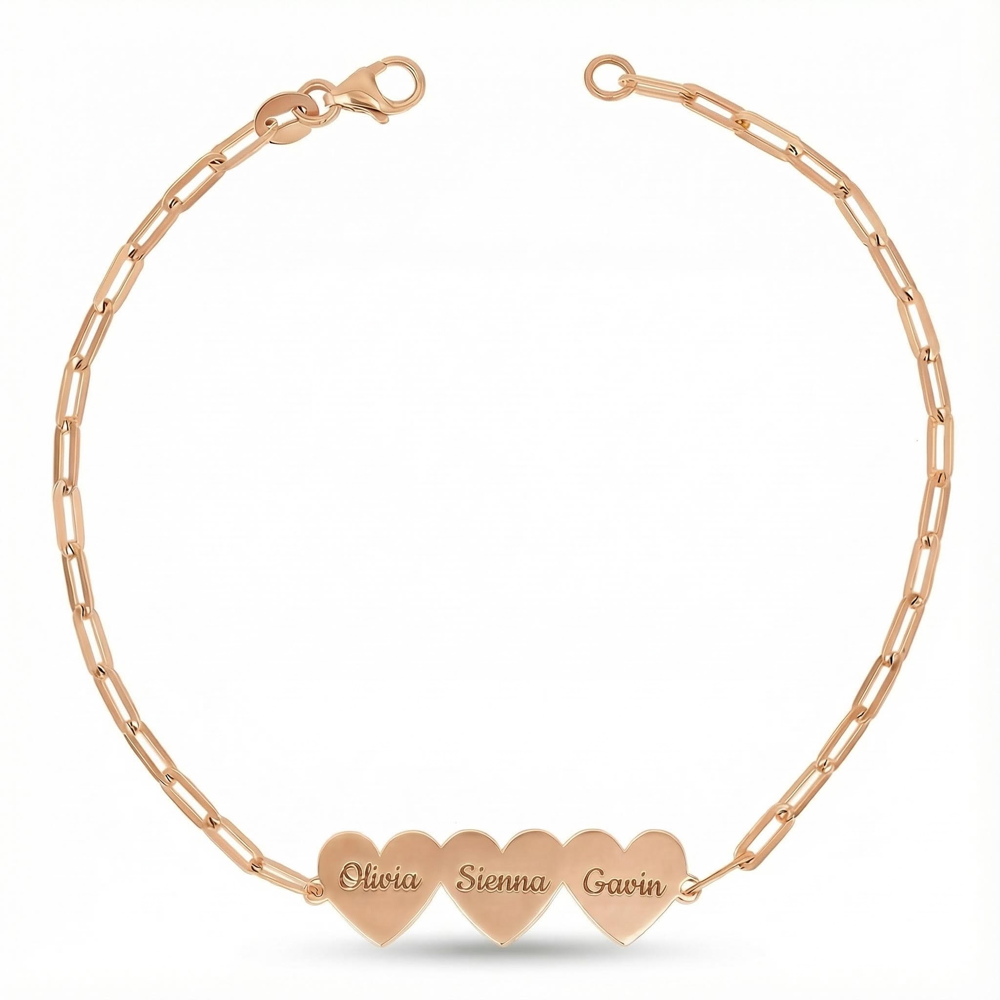 Engraved Multi Heart Paper Clip Bracelet Silver With Street Luxury Shine - Image 5