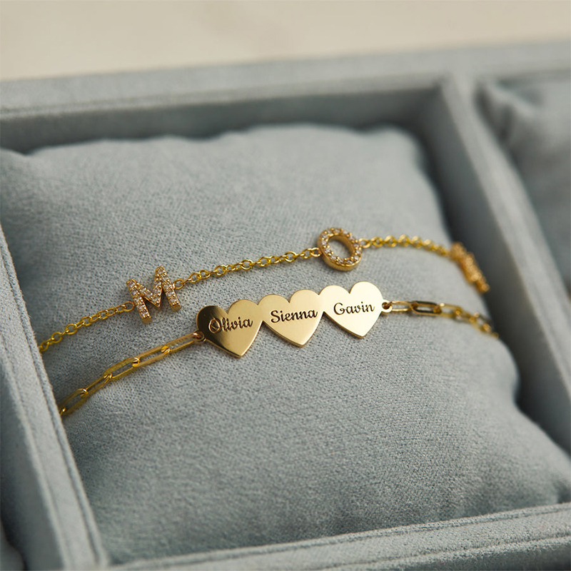 Engraved Multi Heart Paper Clip Bracelet Silver With Street Luxury Shine - Image 8