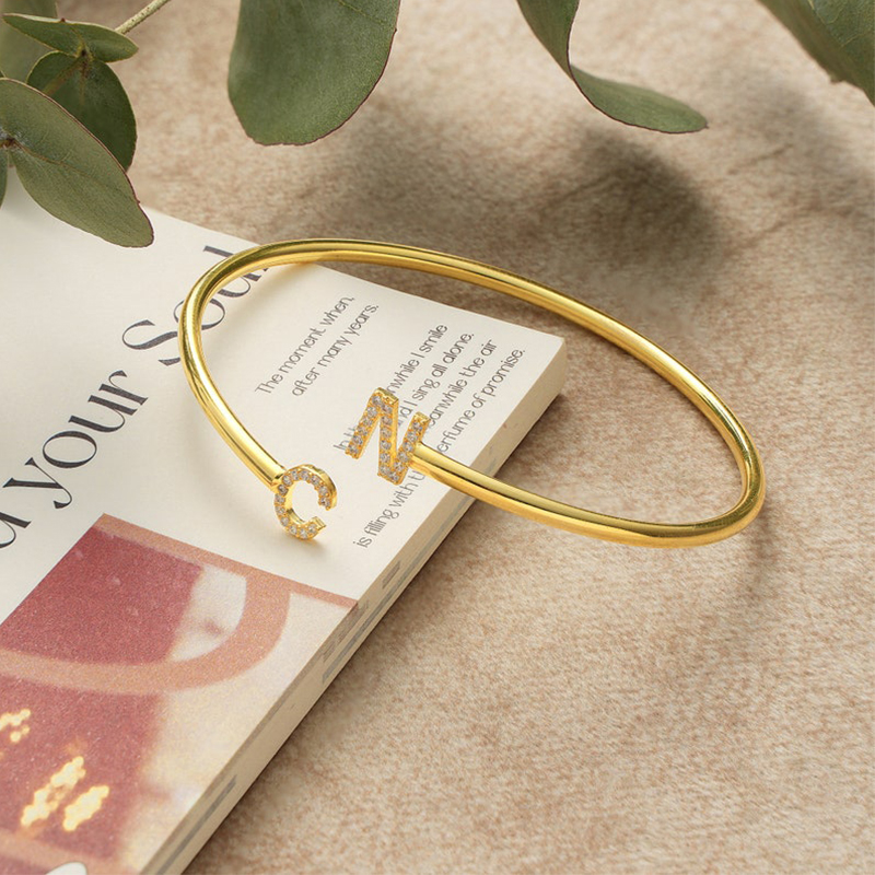 Personalized Diamond Initial Cuff Bangles Iced Out Shine With Street Luxury - Image 3