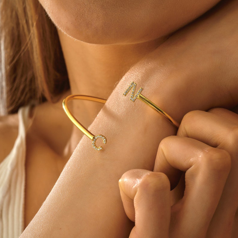 Personalized Diamond Initial Cuff Bangles Iced Out Shine With Street Luxury - Image 4