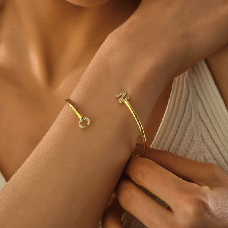 Personalized Diamond Initial Cuff Bangles Iced Out Shine With Street Luxury