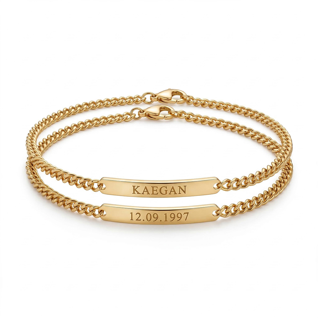 Engraved Bar Curb Chain Bracelet Bold Statement Style With Street Luxury - Image 4